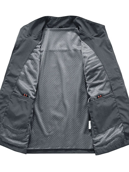 Men's Plus Size Multi-Pocket Zip Up Vest