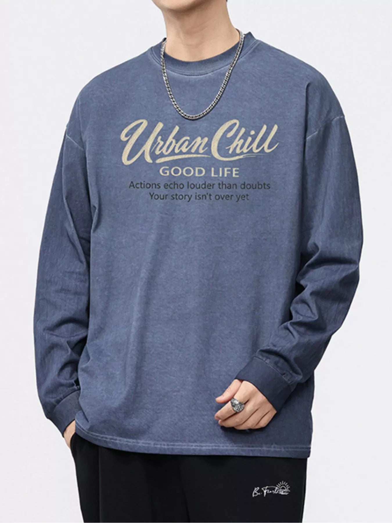 Men's Plus Size Letter Graphic Long Sleeve T-Shirt