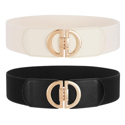 TRIWORKS Women Wide Elastic Waist Belts Wide Stretchy Belts for Dress Fashion Ladies Belt