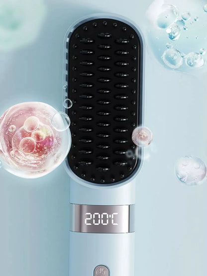 2-in-1 Portable Wireless Ionic Brush Straightener Comb