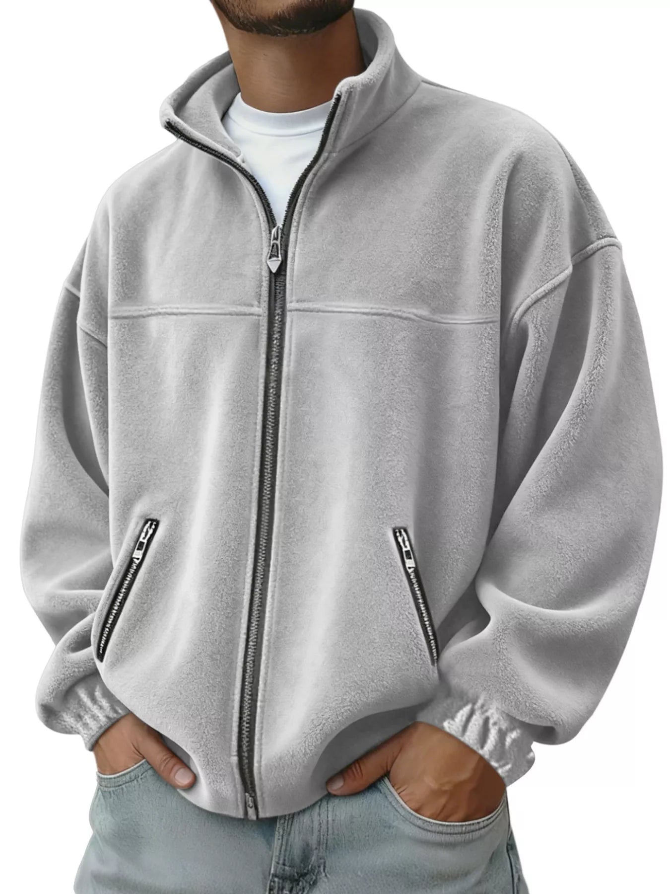 Men's Full Size Zip Up Long Sleeve Outerwear Plus Size