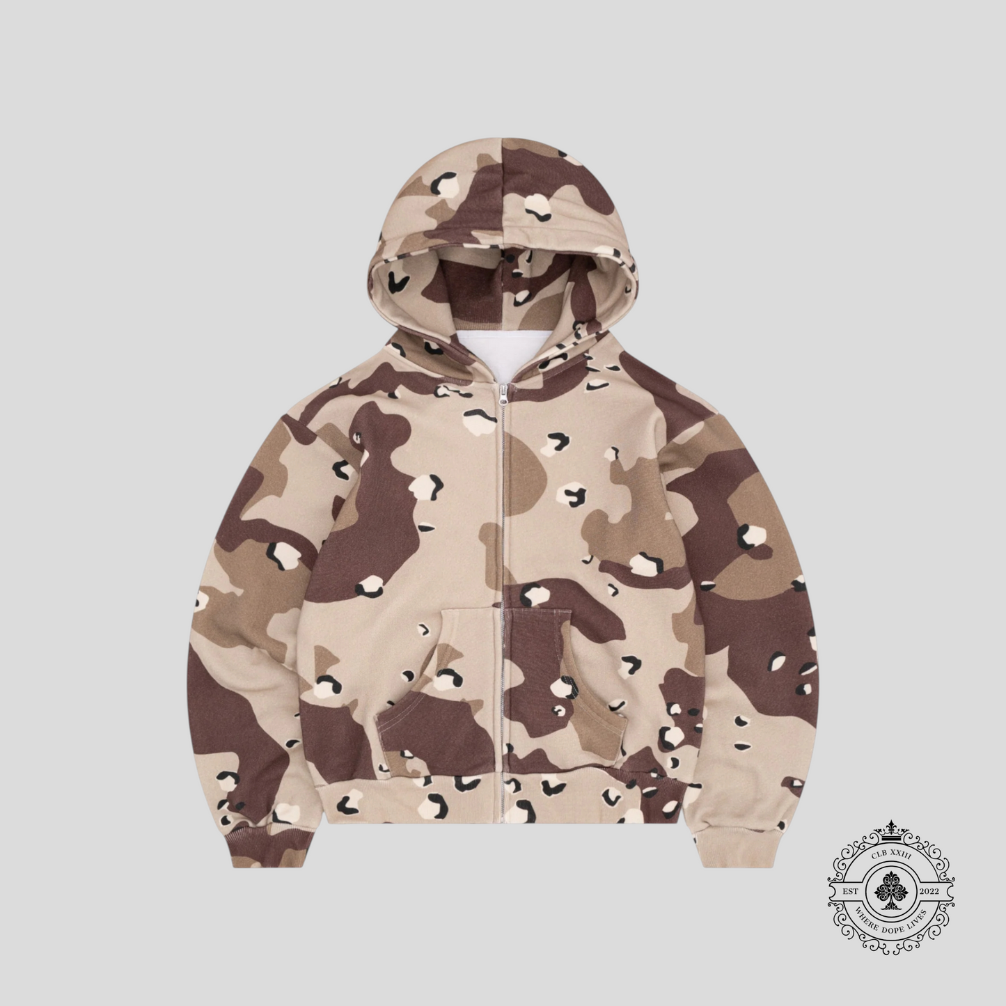 Bravest Studios Chip Camo Zip Hoodie in Brown