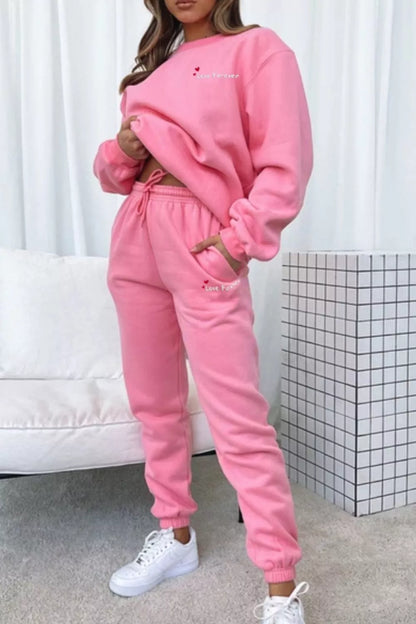 Round Neck Sweatshirt and Joggers Set