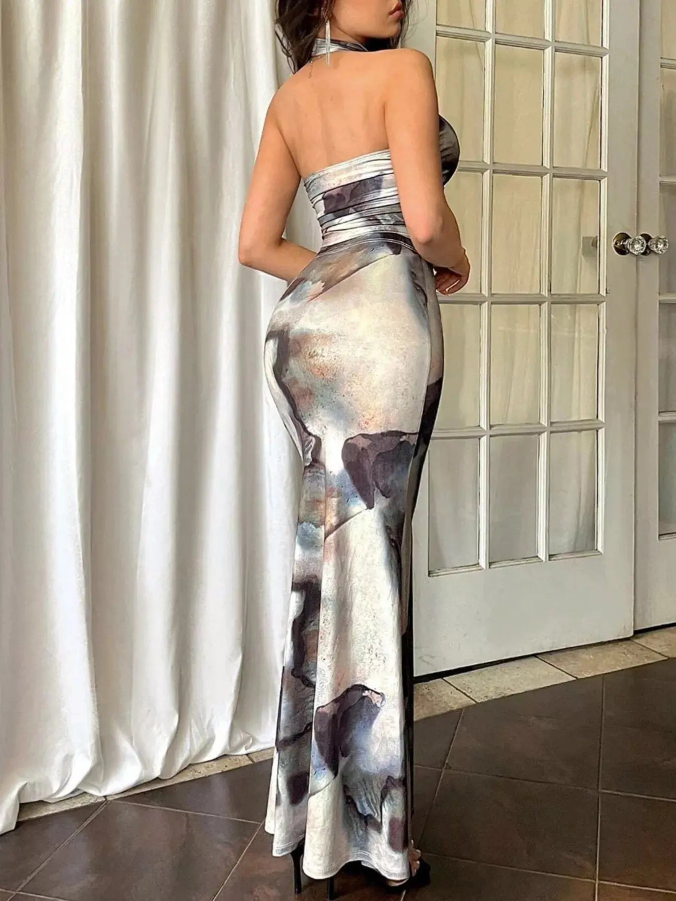 Tie-Dye Halter Top and Mermaid Skirt Set