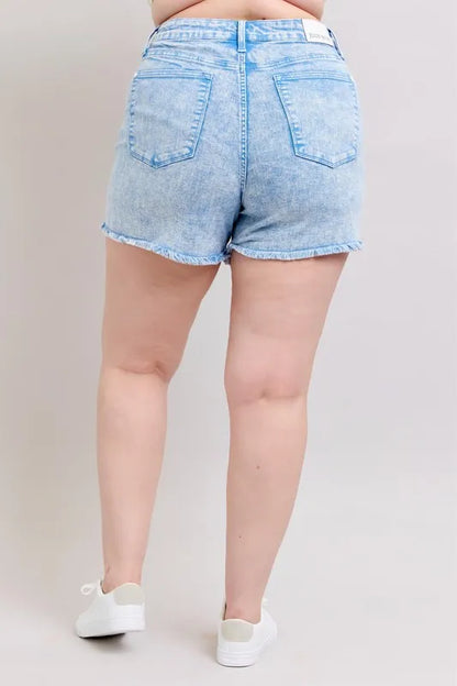 Judy Blue Full Size Mid Rise Garment Dyed Denim Shorts Plus Size