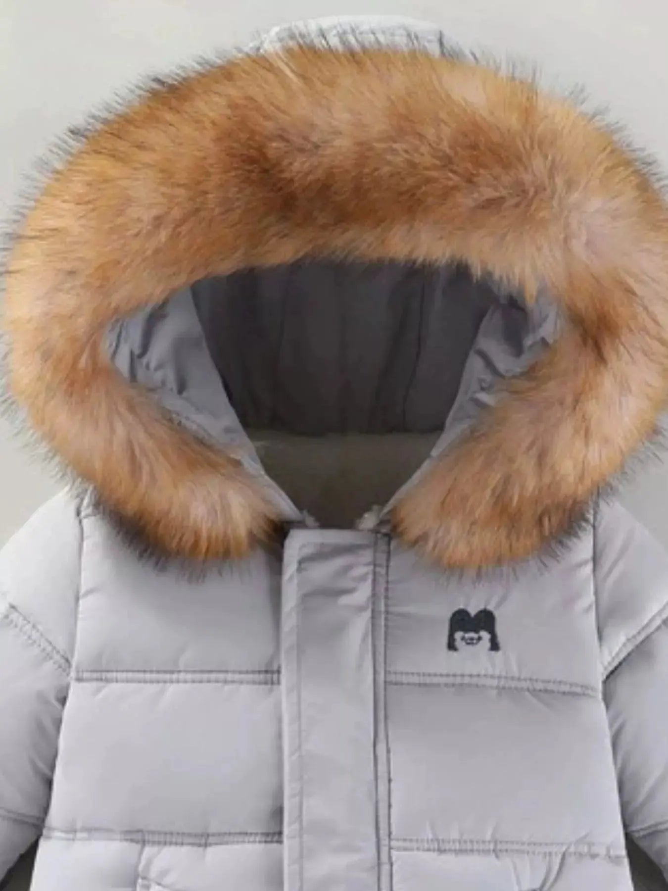 Children's Warm Padded One-Piece Snowsuit with Fur Hood