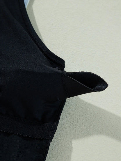 Ruffle Trim V-Neck One-Piece Swimsuit