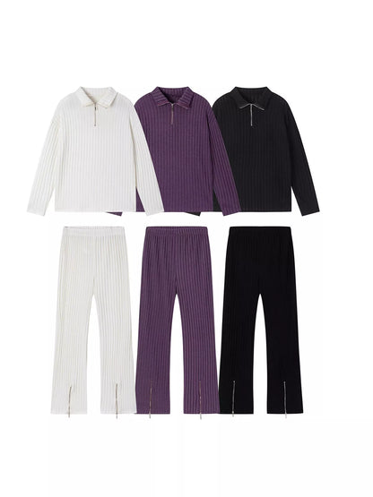 Ribbed Knit Top and Pants Set