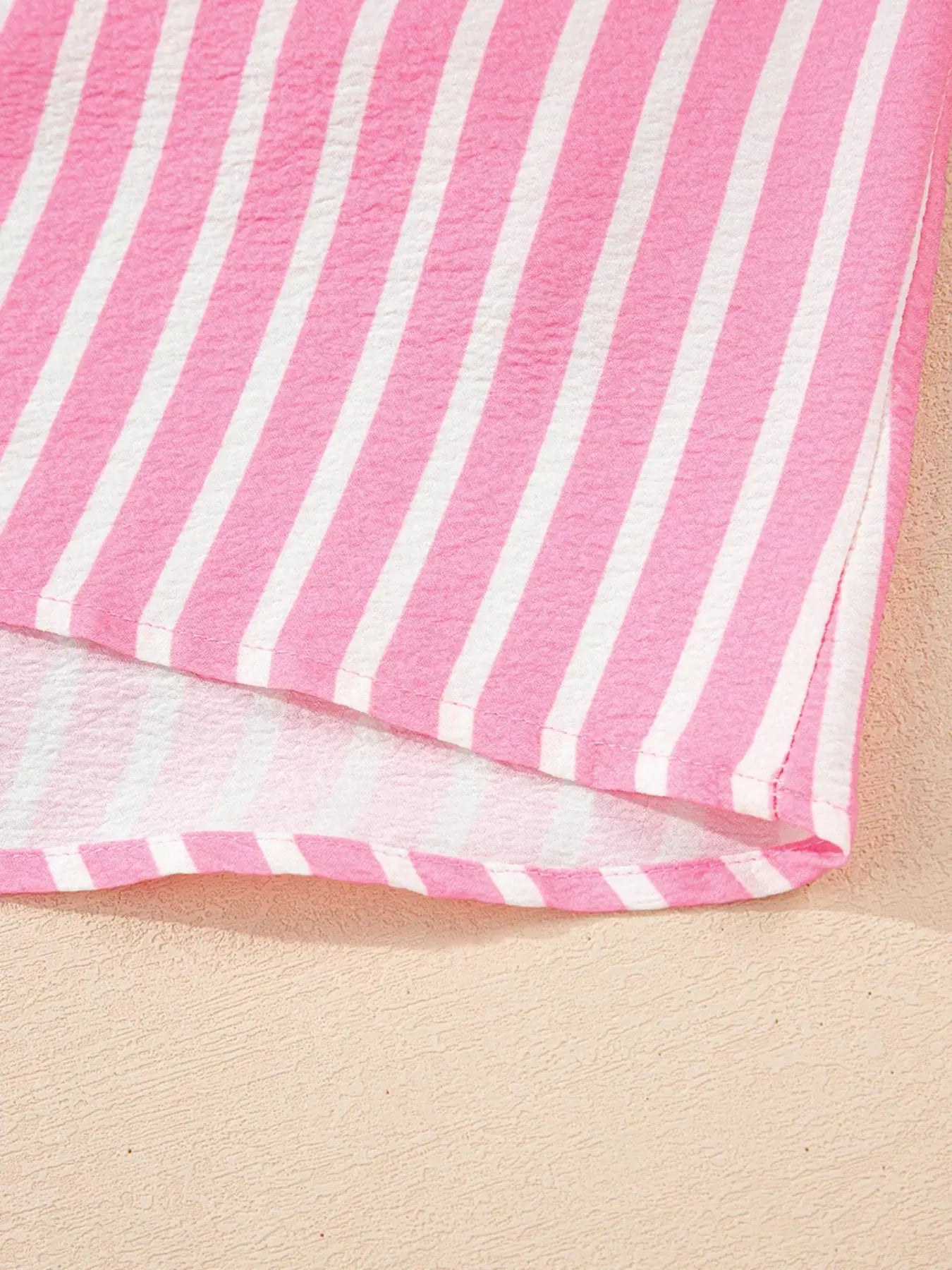 Stripe Buttoned Front Long Sleeve Top and Pants 2 Piece Sleepwear