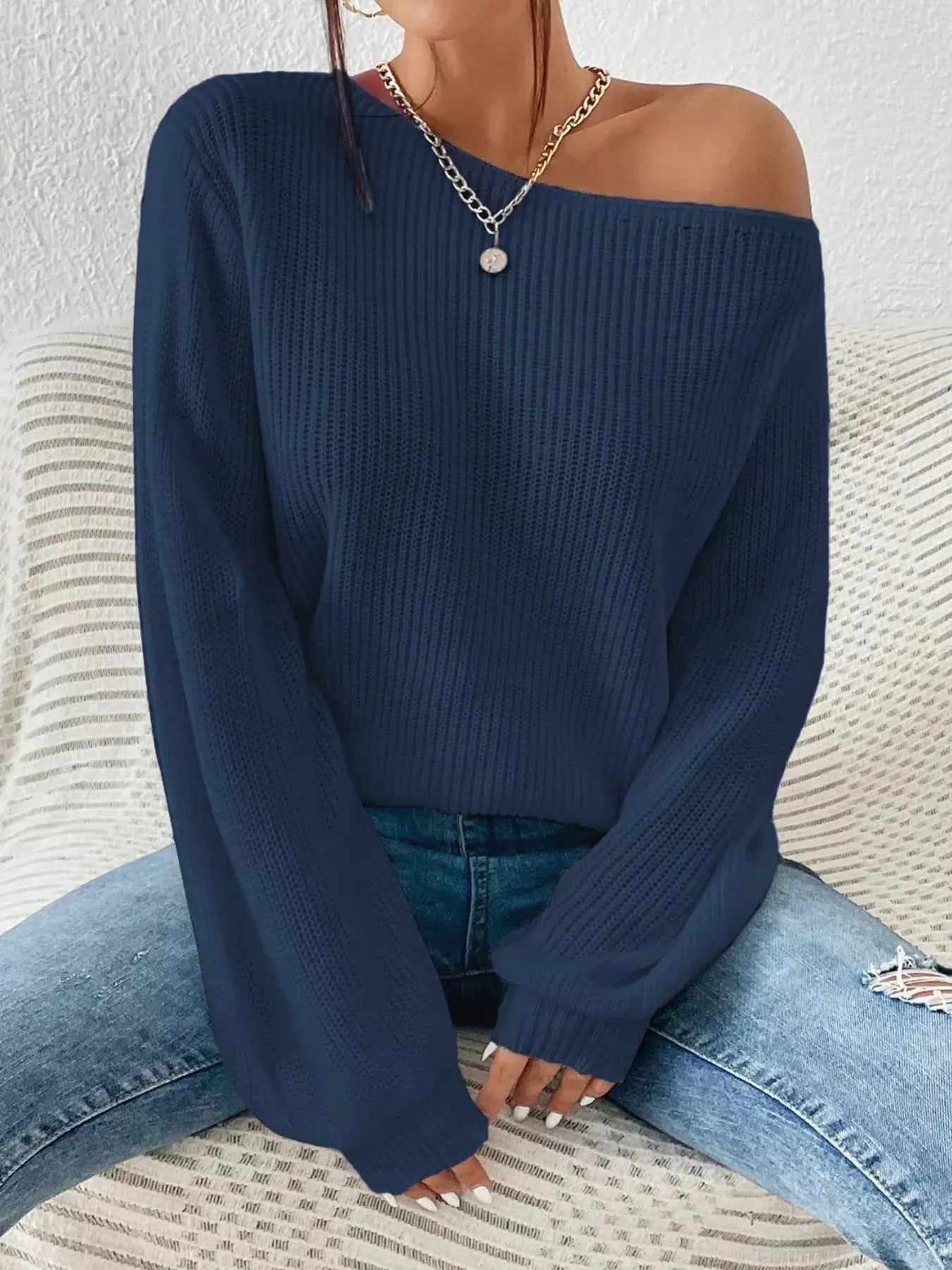 Single Shoulder Knit Sweater