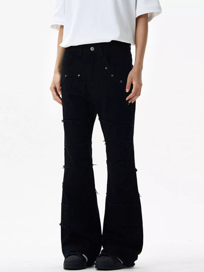 Men's Frayed Hem Flare Jeans
