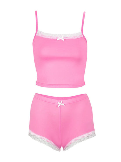Lace Trimmed Cami and Shorts Set