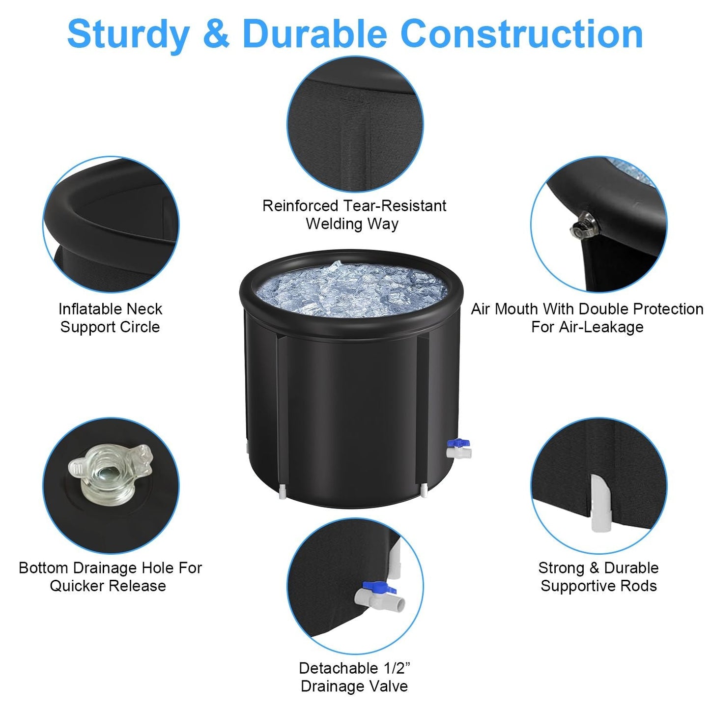 Portable Ice Bath Tub 97Gallon (370L), Portable Insulated Ice Bath Tub for Athletes Recovery, Easy Setup Ice Bathtub for Home Gym CampingCold Plunge Therapy Tub with 5-Layers Insulation, Large Ice Bat