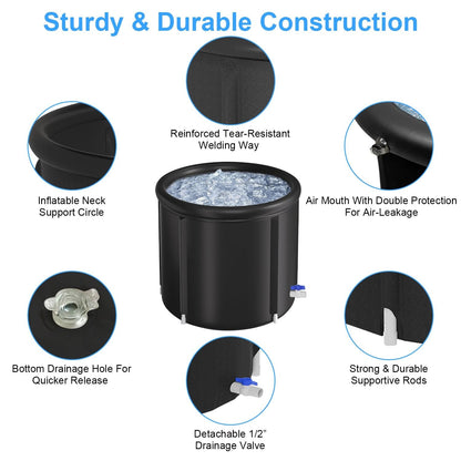 Portable Ice Bath Tub 97Gallon (370L), Portable Insulated Ice Bath Tub for Athletes Recovery, Easy Setup Ice Bathtub for Home Gym CampingCold Plunge Therapy Tub with 5-Layers Insulation, Large Ice Bat