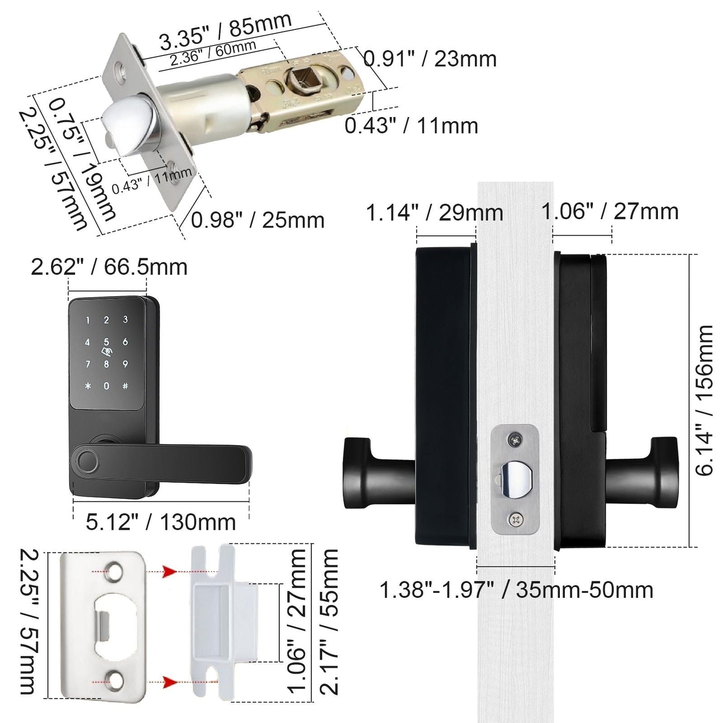 Smart Lock, 5-in-1 Smart Door Knob, Fingerprint Deadbolt with App Control, Bluetooth Smart Lock, Keyless Entry Door Lock with Handle, Biometric Door Lock, Keypad Digital Door Lock for Front Door