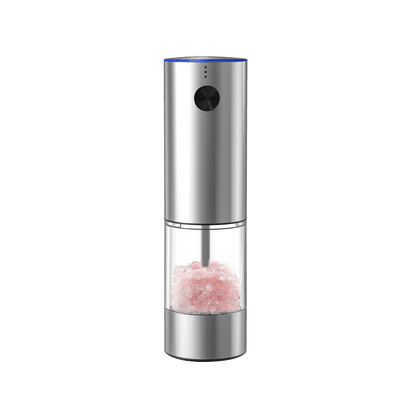 Electric Salt or Pepper Grinder , Stainless Steel with LED Light, Type-C Rechargeable, Ceramic Adjustable Coarseness, 95ml Large Capacity Visible Window, Patented Light Pipe Washable Design for Kitche