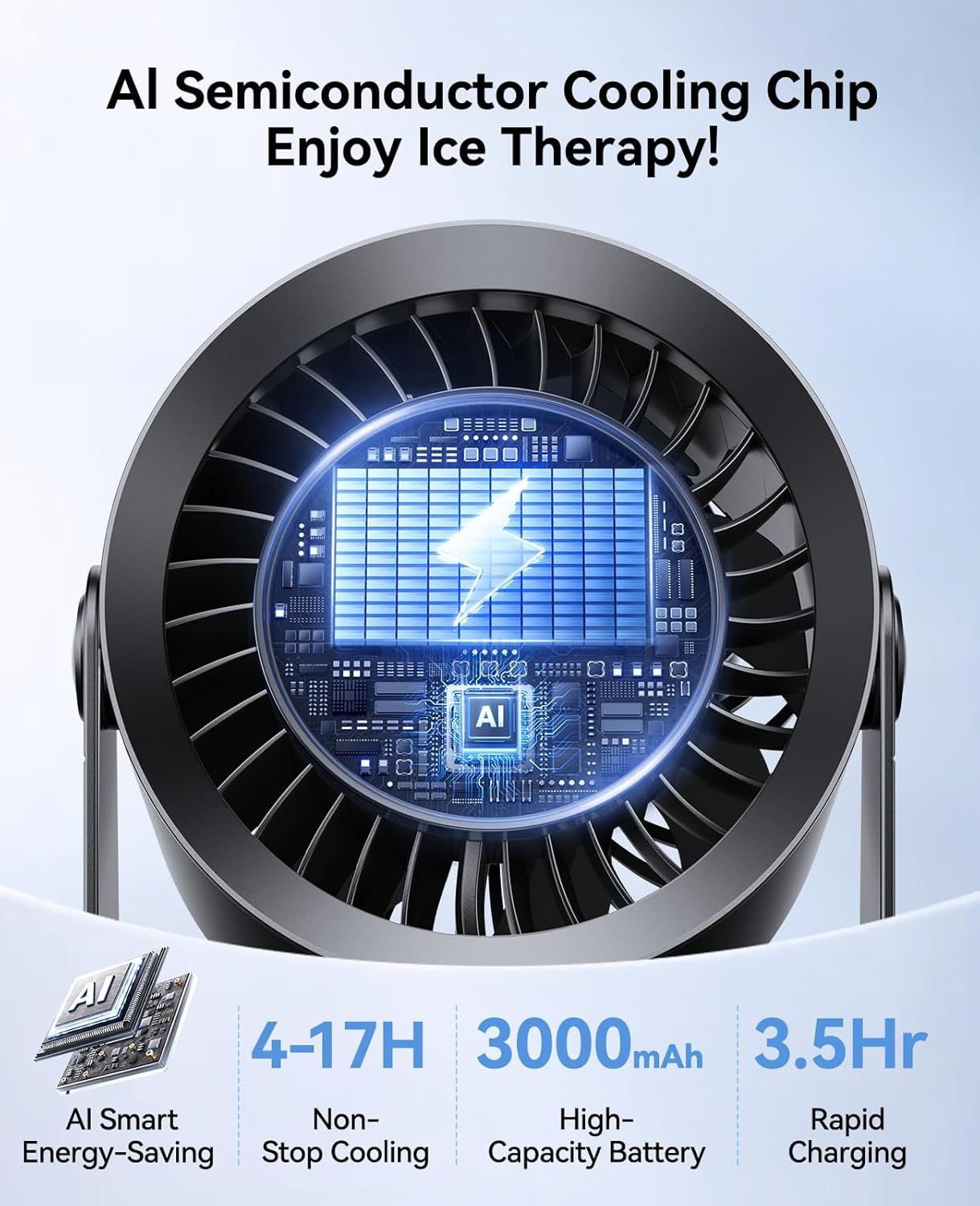 Rechargeable USB Desk Fan for Bedroom, 100 Speeds, 360° Rotation, Wall Mounted Design Small Portable Table Fan with LED Display, Quiet Personal Desktop Cooling Fans for Home Office
