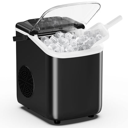 Desktop ice maker, with movable handle, can produce 9 ice balls in 6 to 8 minutes, equipped with a basket and a spoon
