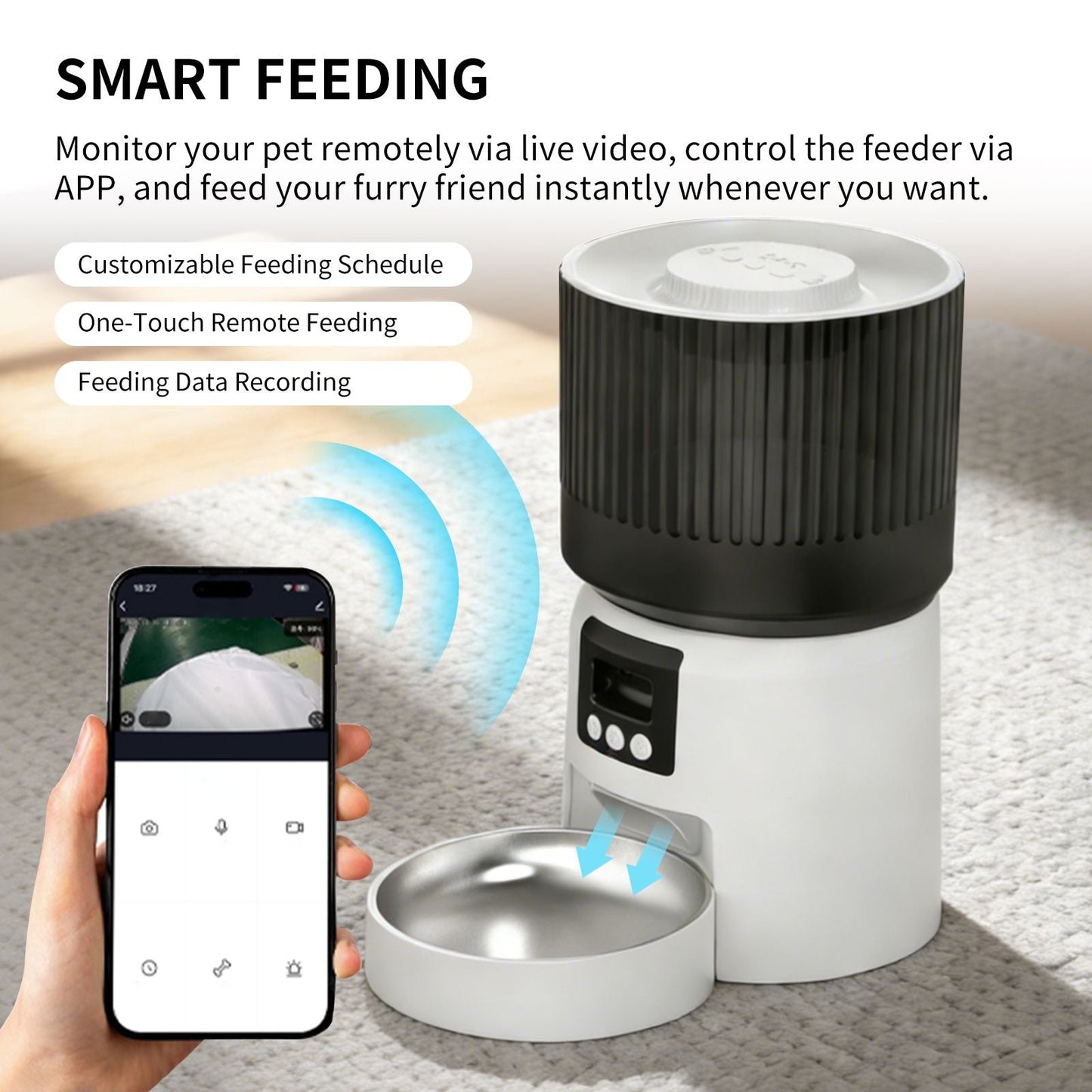 Intelligent fully automatic pet feeder, timed and quantified feeding, remote control is more worry free