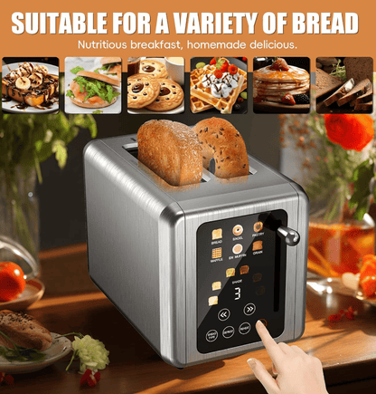 Retro Stainless Steel Toaster with 6 Browning Levels & 3 Functions - Perfect for Defrosting, Reheating, & Cancelling