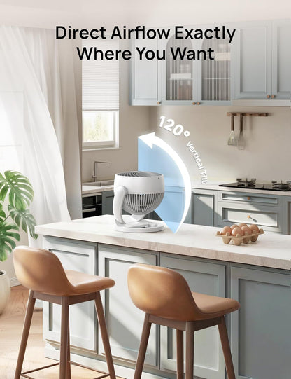 Fan for Bedroom, 12 Inches, 70ft Powerful Airflow, 25db Quiet Table Air Circulator Fans for Whole Room, 120° Adjustable Tilt, 3 Speeds, Desktop Fan for Home, Office, Kitchen