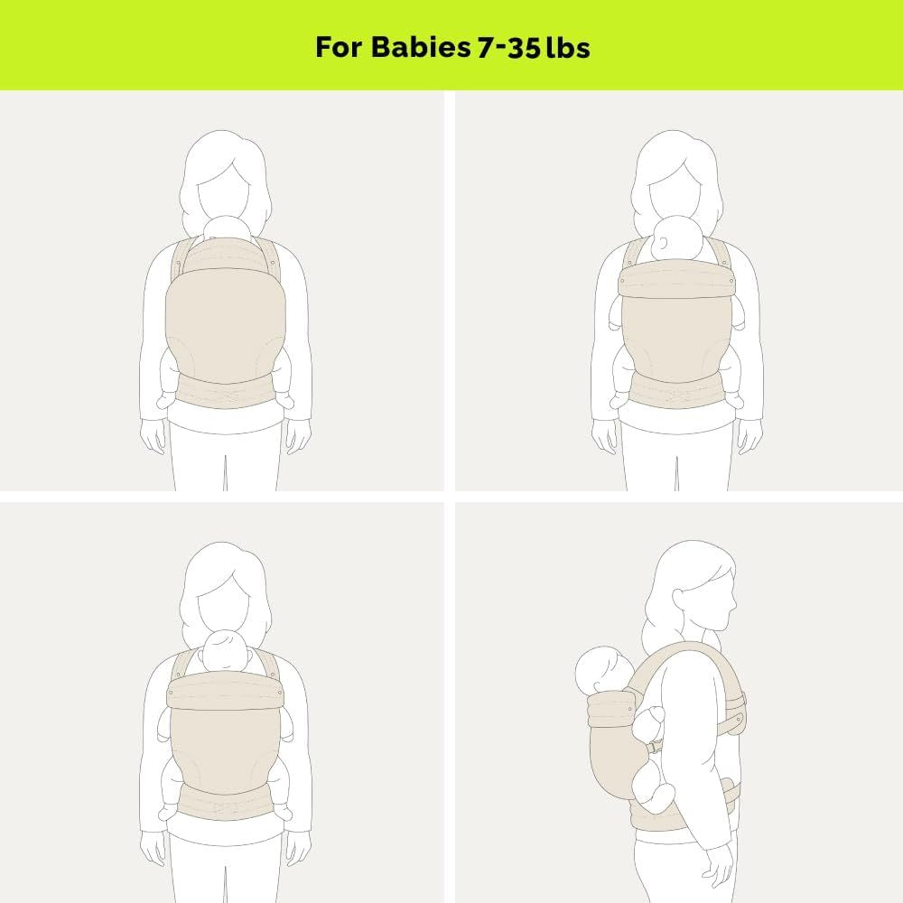 Ergonomic Baby Carrier Newborn to Toddler, Lightweight & Breathable Cotton Infant Carrier for Hands Free Comfort