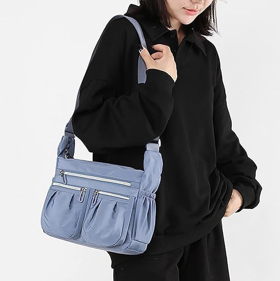 NICOLE & DORIS Women's Cross-body Bags Casual Shoulder Bag Multi Pocket Fashion Satchel Bag Nylon Side Bag
