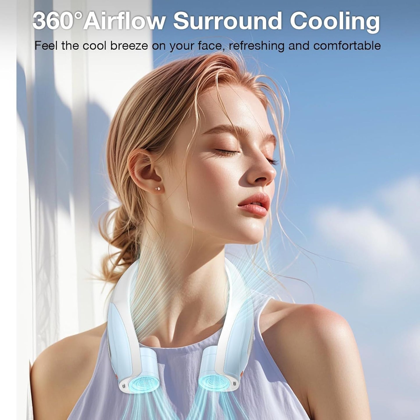 Neck Fan, 6 Speeds Adjustable Portable Personal Fan Rechargeable, Faster Cooling Wearable Fan, Ultra Quiet for Home, Office, Travel, Outdoor