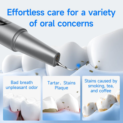 Home stone-removing device, visual ultrasonic dental cleaner for removing tartar and dental plaque, crescent-shaped dental cleaning tool