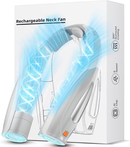 Neck Fan, 6 Speeds Adjustable Portable Personal Fan Rechargeable, Faster Cooling Wearable Fan, Ultra Quiet for Home, Office, Travel, Outdoor