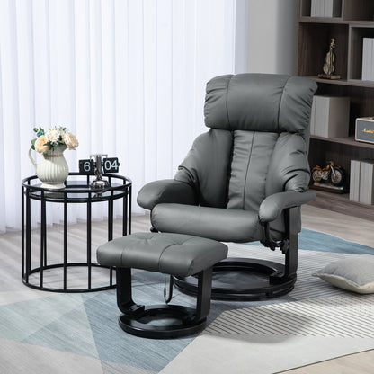 Faux Leather Swivel Massage Recliner with Ottoman, Remote, Side Pocket for Relaxation | Living Room Essentials