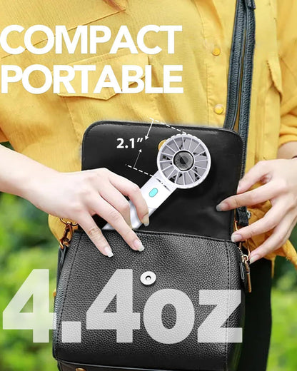 Handheld Fan, Mini Small Portable Turbo Fan, Rechargeable with 4 High Speeds Personal Fans, Max 16H Runtime, For Travel, Office, Outdoor -