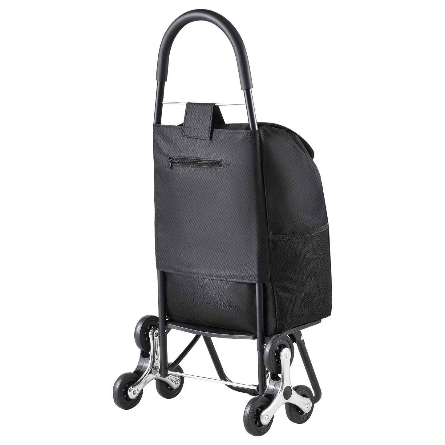 Stair Climber Trolley Dolly, 36L Folding Shopping Cart, Grocery Cart Trolley Laundry Stair Climbing Handcart with 6 Wheels & Oxford Cloth Bag, Foldable Cart for Shopping Grocery Laundry, Black