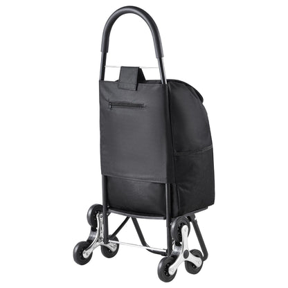 Stair Climber Trolley Dolly, 36L Folding Shopping Cart, Grocery Cart Trolley Laundry Stair Climbing Handcart with 6 Wheels & Oxford Cloth Bag, Foldable Cart for Shopping Grocery Laundry, Black