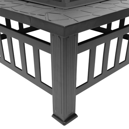 Portable Courtyard Metal Fire Pit with Accessories Black