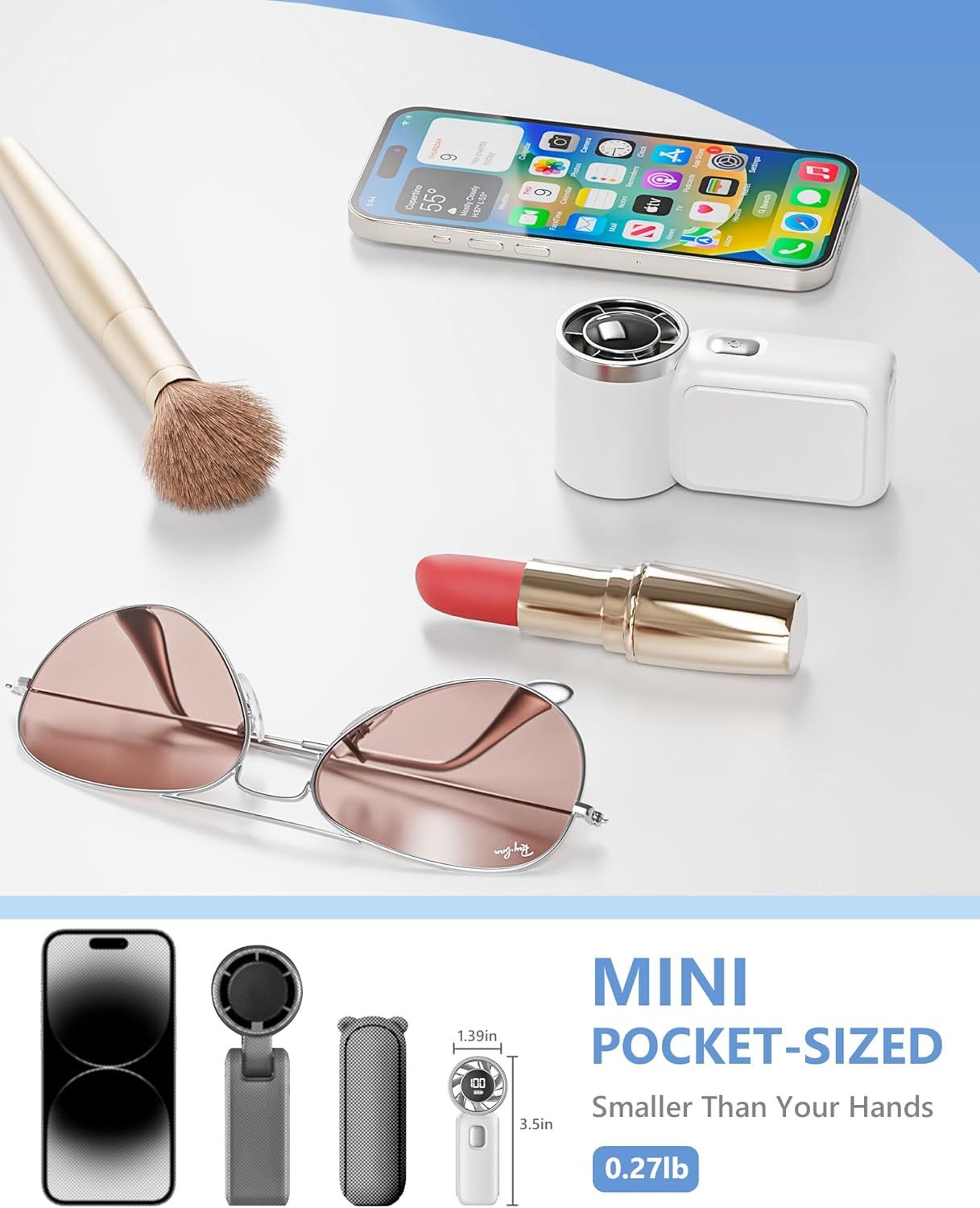 Portable Handheld Mini Fan, 6 Gear Wind, Hand Small Travel Personal Held Fans, Rechargeable Turbo Fan, Gifts for Women Men, for Camping Vacation Outdoor