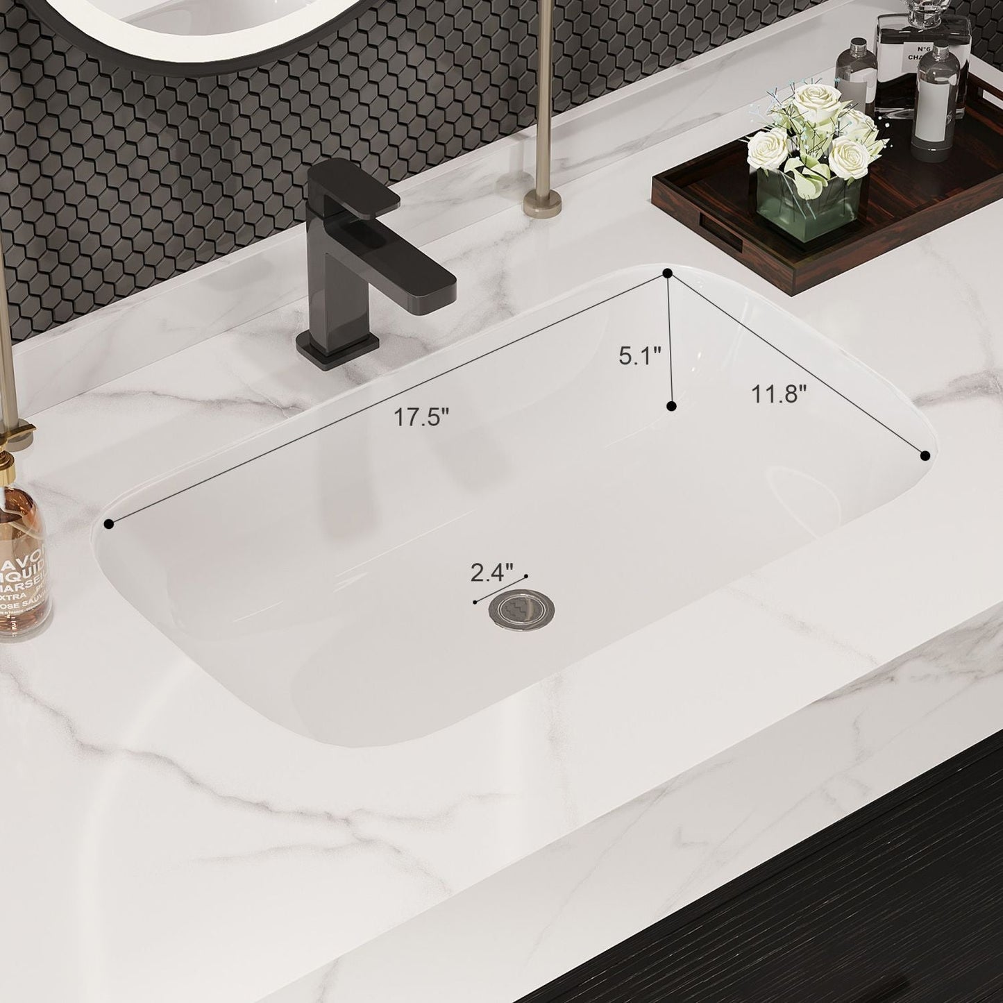 39.4" Bathroom Vanities with Ceramic Sink,Floating Bathroom Vanity,Wall Mounted Storage Cabinet with 2 Drawers and 2 Storage Spaces,Modern Bathroom Sink Cabinet with Metal Handles