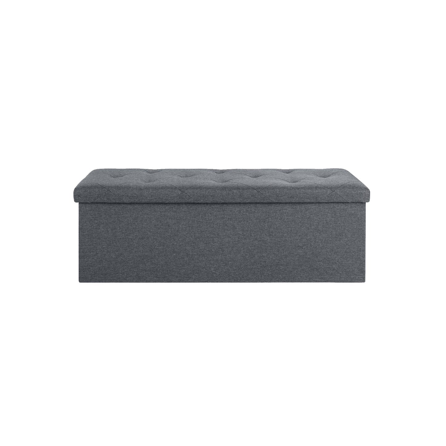 Folding Storage Ottoman Bench, Ottoman Foot Rest, End of Bed Bench, Storage Chest, for Living Room, Bedroom, Entryway, 43 Inches, Gray