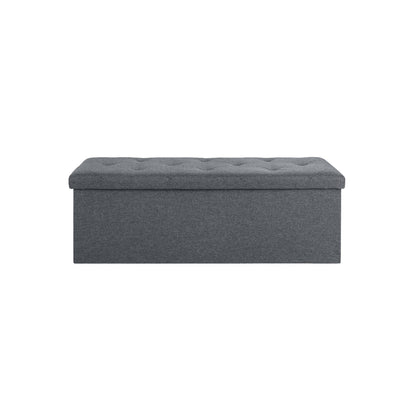 Folding Storage Ottoman Bench, Ottoman Foot Rest, End of Bed Bench, Storage Chest, for Living Room, Bedroom, Entryway, 43 Inches, Gray