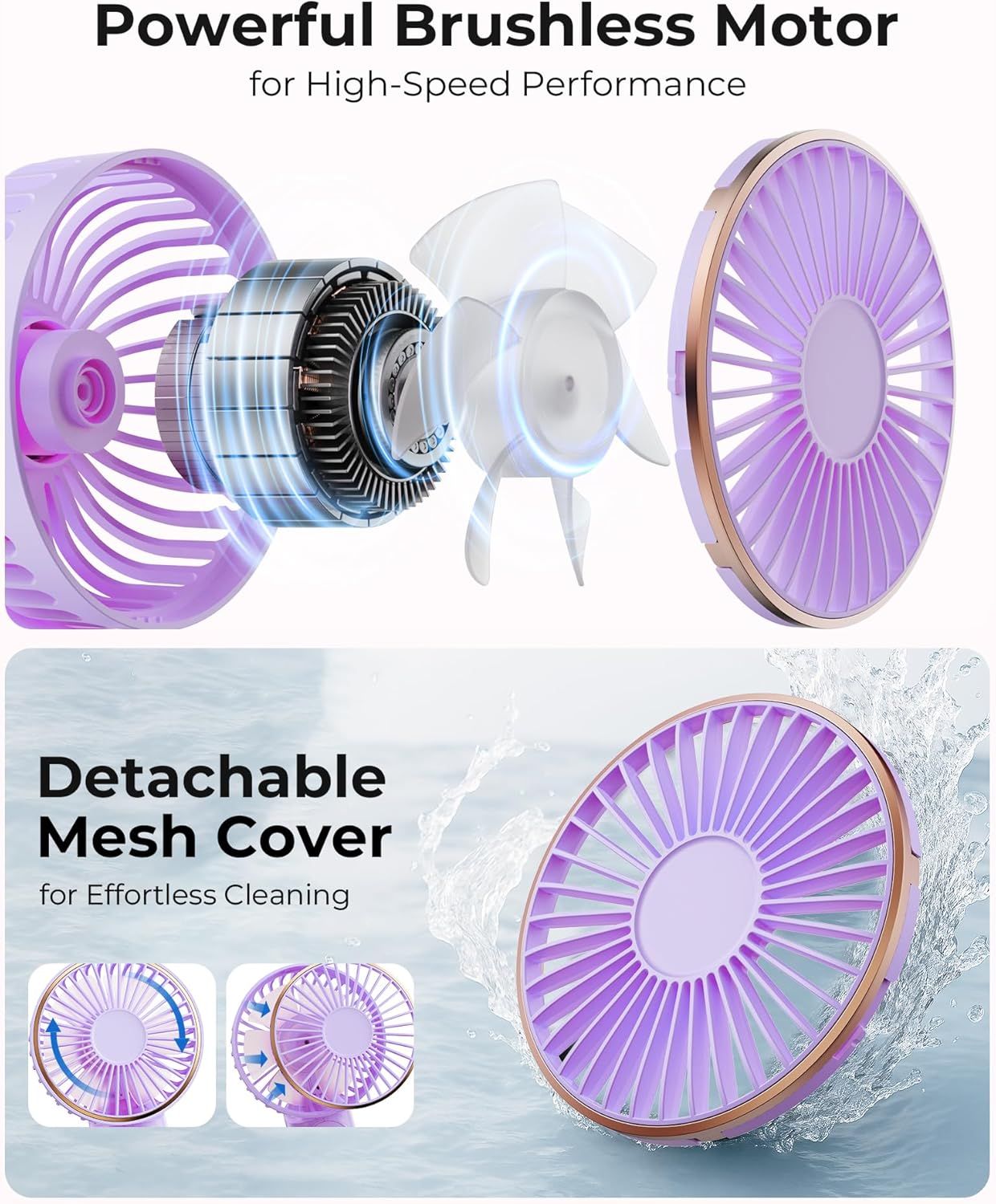 Portable Handheld Fan, Portable Fan Rechargeable, 4000mAh, 180° Adjustable, 6 Speed Wind, Display Electricity in Real Time, USB Rechargeable Foldable F an, Quiet Personal Fan as Power Bank