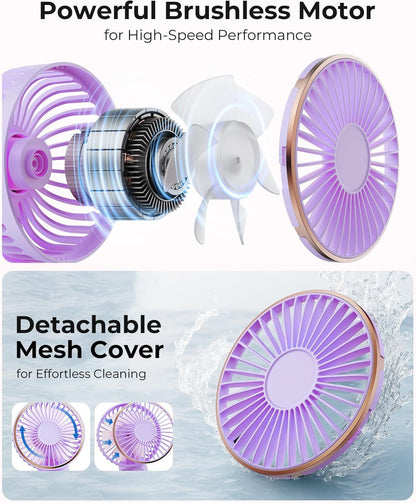 Portable Handheld Fan, Portable Fan Rechargeable, 4000mAh, 180° Adjustable, 6 Speed Wind, Display Electricity in Real Time, USB Rechargeable Foldable F an, Quiet Personal Fan as Power Bank