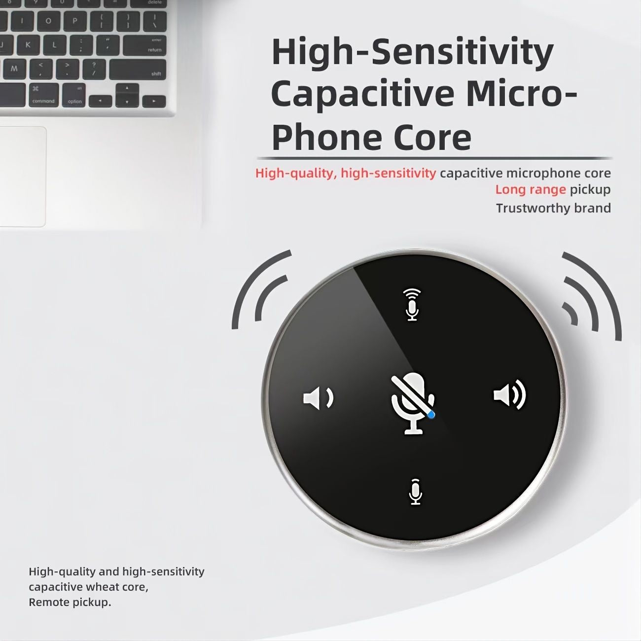 360 Degree Omnidirectional Radio Microphone Touch Control Video Conferencing Interface Microphone Recording Speech With Speaker USB Notebook Used For Laptop Recording Conferences
