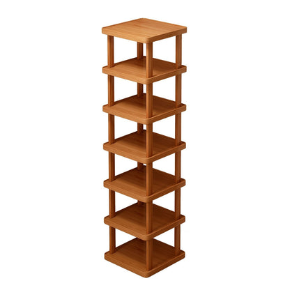 Versatile Bamboo Expandable Folding Storage Rack - 3/6/9 Layer Organizer for Any Room, No Assembly Needed!