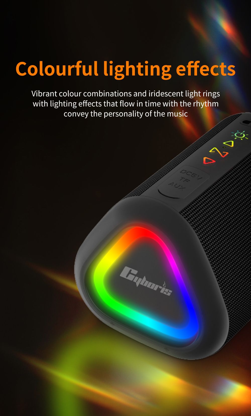 Cyboris S1 High Quality Portable Mini Waterproof Bluetooth Speaker, Wireless V5.4 Outdoor TWS Stereo Sporting Speakers 15W Loud Stereo Soundbox