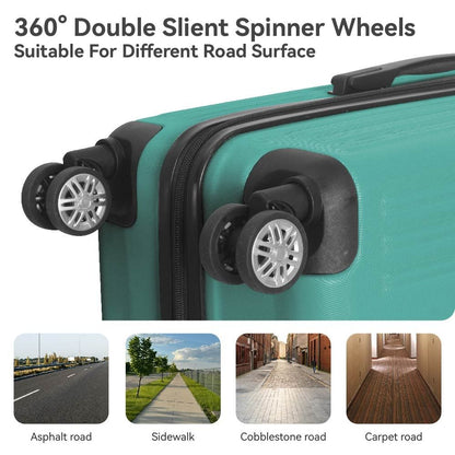 3-Piece Lightweight ABS Hardshell Luggage Set (20", 24", 26") in Fresh Green with Spinner Wheels, TSA Lock, and Adjustable Telescopic Handle - Durable Travel Suitcases