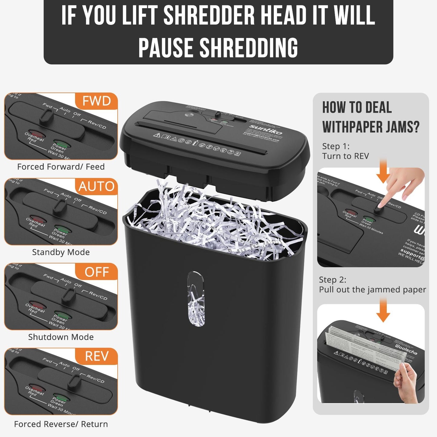 Woolsche Home Office Paper Shredder-10-Sheet Strip Cut with 3.17-Gallon Basket - P-2 Security Level - CD & Credit Card Shredder - Durable & Fast - Jam Proof System - ETL Certified