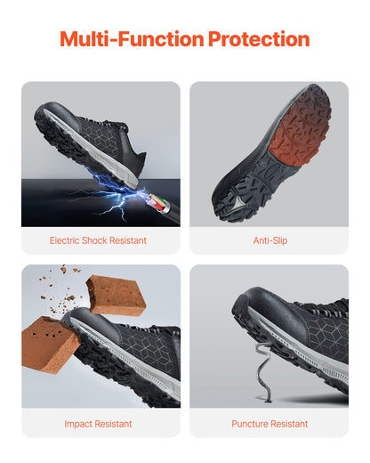 Steel Toe Shoes for Men, US Size 8.5 Wide, Men's Cushion Sport Safety Toe Athletic Work Shoe, Indestructible Safety Sneakers Lightweight,Breathable Industry Construction Work Shoes, Black