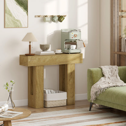 42 Inch Console Table, Sofa Table Behind the Couch with Thickened Tabletop for Living Room, Hallway, Entrance, Oak