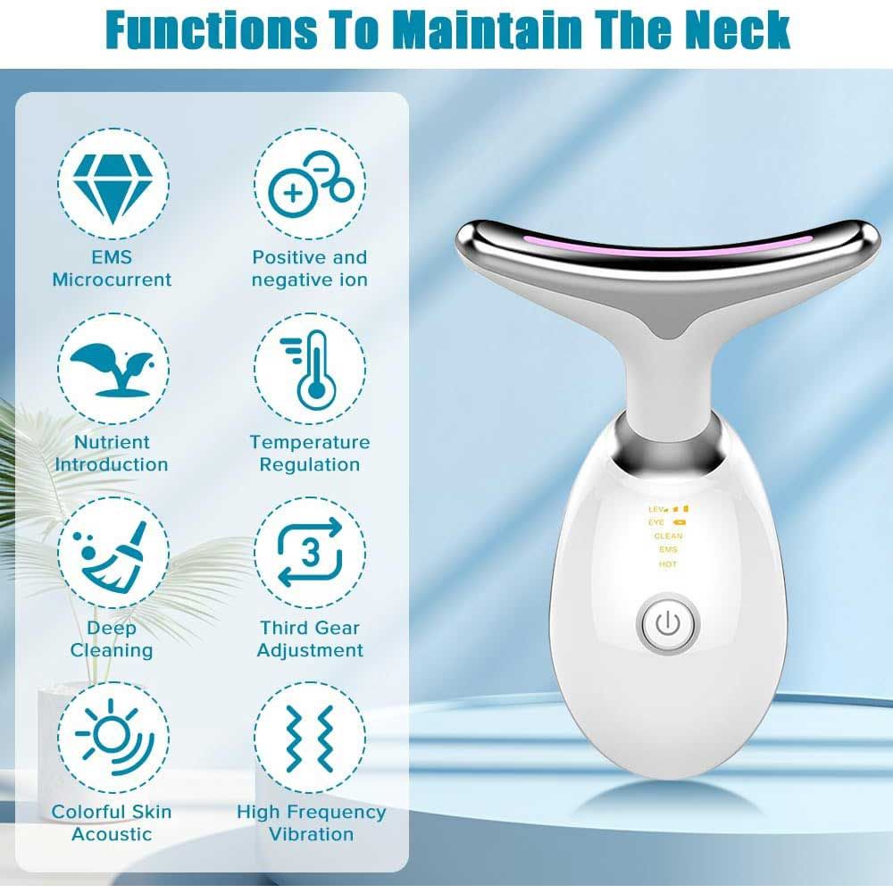 Neck Face Massager Face Sculpting Tool 3 Colour Modes and Vibration for Facial Massager for Double Chin