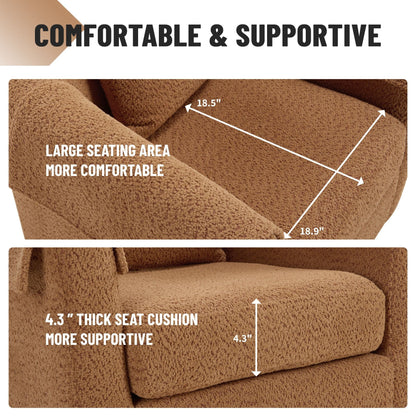 Swivel Accent Chair with Ottoman Set, Modern Chenille Barrel Armchair with Removable Back Pillow & 2 Armrest Covers for Living Room, Bedroom, Office, Yellow
